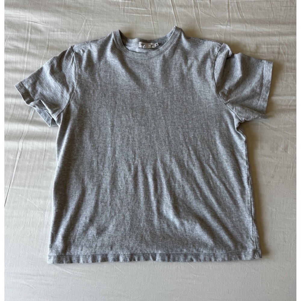 Good American Small Crew Tee Shirt Heather Gray Stretch Cotton Short Sleeve
